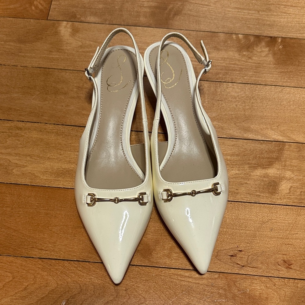 Sam Edelman Cream Pointed Toe Slingback Heels